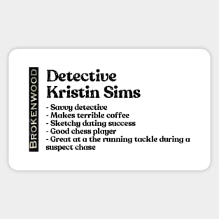 Brokenwood Detective Kristin Sims Sticker